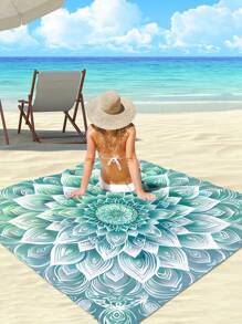 1 Stück leichte wasserdichte und sandabweisende Stranddecke, Outdoor Picknick Matte mit digitalem Schildkröten-Motiv, geeignet für Camping, Picknicks und Strände