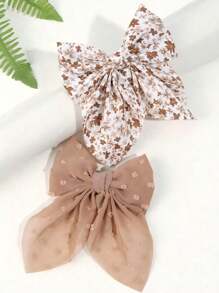 2pcs Flowers Bow Hair Clips For Girls,Fabric Flowers Embroideries Hair Bows For Kids,Fashion Hair Accessories For Toddlers Party Gifts