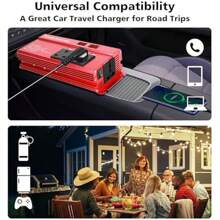 Power Inverter 2000W  12V To 230V AC Car Converter With 4 USB Ports 3 UK Sockets LED Display Car Adapter - 4USB3UKR - View 3