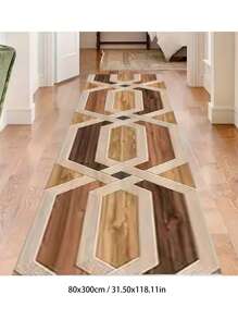 1pc Brown Geometric Vintage Print Runner Mat, Plush Rug Carpet, Soft Comfy Doormat, Vibrant Colors, Home Decor, Suitable For Living Room, Hallway, Bedroom, Kitchen, Entryway, Indoor, Durable & Easy Clean, Bedroom Decor, Home Decoration, Room Decor, Outdoor Mat, Garden Rug, Living Room Carpet