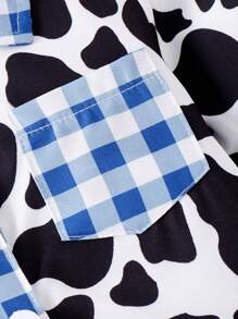 2pcs/Set Young Boys' Casual Short Sleeve Shirt + Denim Shorts Outfit, Lightweight Summer - Blue - View 5