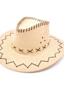 Unisex Suede Cowboy Hat With Brim And Sturdy External Stitching - 米色 - 查看 1