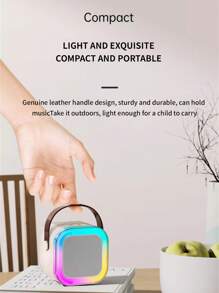 Altavoz portátil Bluetooth K12 con 2 micrófonos de karaoke, batería integrada, entrada AUX/tarjeta TF/USB, luces ambiente de colores, adecuado para reuniones interiores, campamento al aire libre y canto