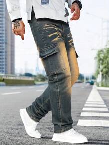 Men's Fashionable All Season Casual Outdoor Activity Street-Style Versatile Comfortable Multi-Pockets Retro Denim Jeans