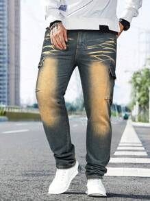 Men's Fashionable All Season Casual Outdoor Activity Street-Style Versatile Comfortable Multi-Pockets Retro Denim Jeans