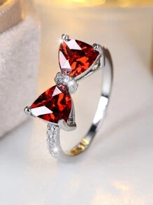 Vanel 1 Stück modischer silberner Schleife Design Kubikzirkonia Ring, Verlobungsring, Ehering, Versprechen Ring, Jahrestags-Geschenk Valentinstag, Mutter, Muttertag, Geschenk