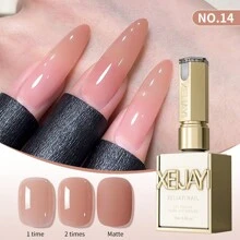 XEIJAYI XEIJAYI 6Pcs 15ML Nail Polish - Jelly Ice Transparent Nude, Peelable UV LED, Formaldehyde-Free, Oval Shape, Glossy Finish, For Nail Salon And DIY