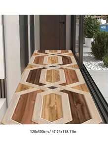 1pc Brown Geometric Vintage Print Runner Mat, Plush Rug Carpet, Soft Comfy Doormat, Vibrant Colors, Home Decor, Suitable For Living Room, Hallway, Bedroom, Kitchen, Entryway, Indoor, Durable & Easy Clean, Bedroom Decor, Home Decoration, Room Decor, Outdoor Mat, Garden Rug, Living Room Carpet