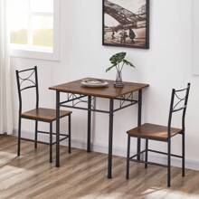 Dining Set Modern Collection 3 Piece Iron Wood Dining Furniture Set - Black - View 8