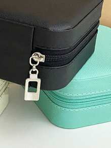 1pc Portable Mini Jewelry Storage Box Travel Organizer Jewelry Case Leather Storage Earrings Necklace Ring Jewelry Organizer Display ﻿Simple Palm Zipper Necklace Ring Earring Storage Box,For Holiday Beach, Bathroom Collection, Bedroom Collection, Large Capacity - Multicolor - View 3