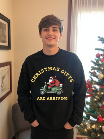 Cool Santa Claus Print Crew Neck Long Sleeve Pullover Sweatshirt For Men