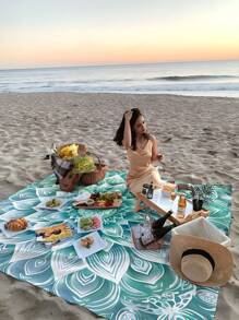 1 Stück leichte wasserdichte und sandabweisende Stranddecke, Outdoor Picknick Matte mit digitalem Schildkröten-Motiv, geeignet für Camping, Picknicks und Strände