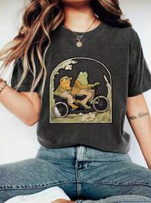 Frog And Toad T-Shirt, Frog Toad Best Friends, Vintage Classic Book Shirt Frog Toad Gift, Comfort Color Shirt, Oversized Unisex, Friend Gift - Dark Grey - View 1