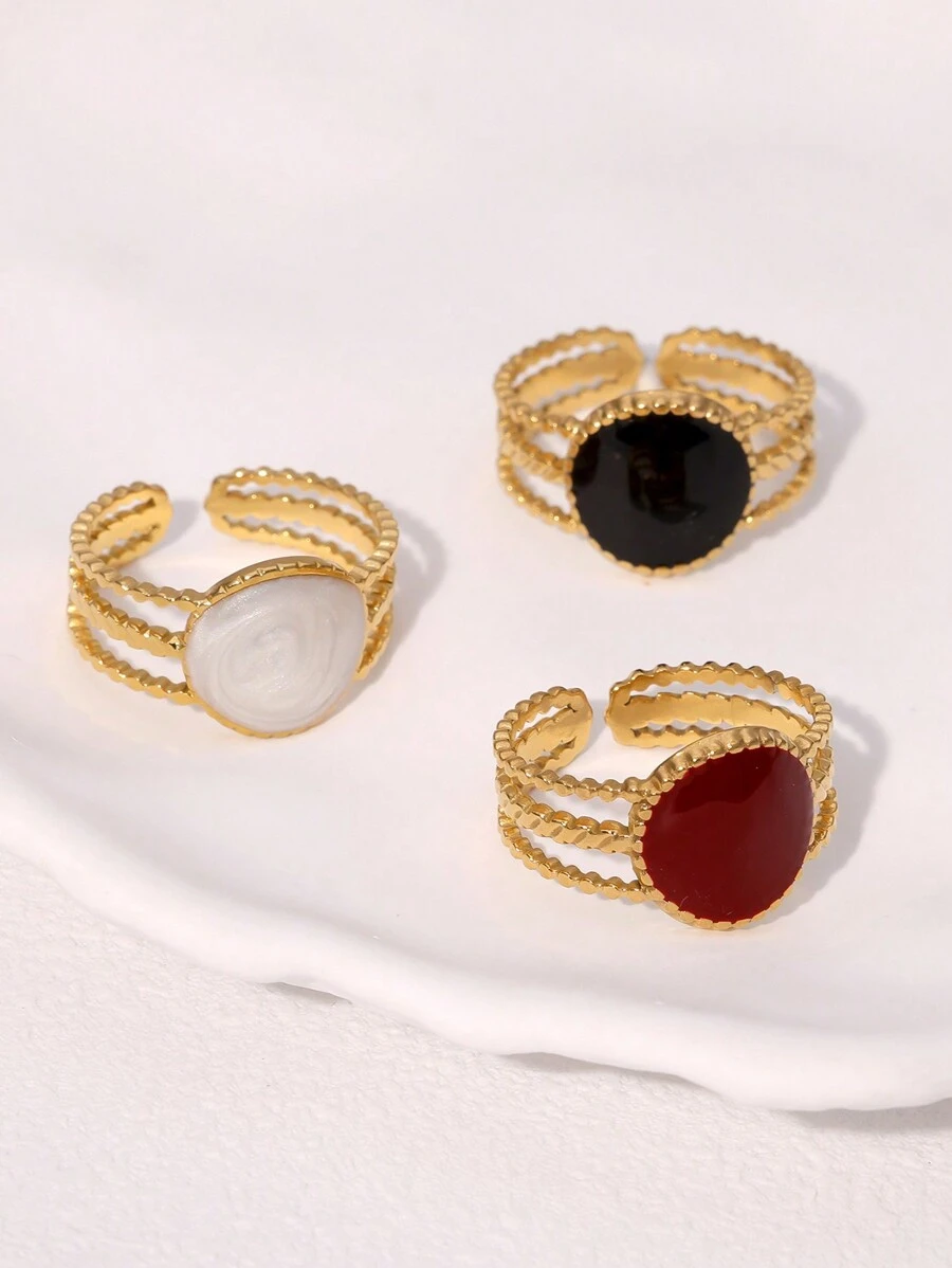 1pc Retro High-End Minimalist Geometric Gold-Plated Stainless Steel Open Ring, Suitable For Women, Versatile For Daily Wear And Gatherings