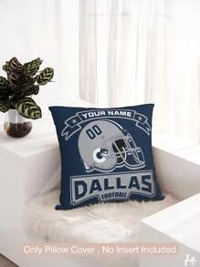1pc Customized Name Pillow Case, Personalized Football Helmet Single Side Printed Cushion Cover, Suitable For Football Fans, Custom Single Side Printed Pillow Cover, Gift For Family, Loved Ones Or Yourself