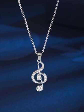 1 pièce Collier minimaliste avec note de musique, pendentif élégant avec symbole musical, chaîne claviculaire, bijoux de mode pour femmes