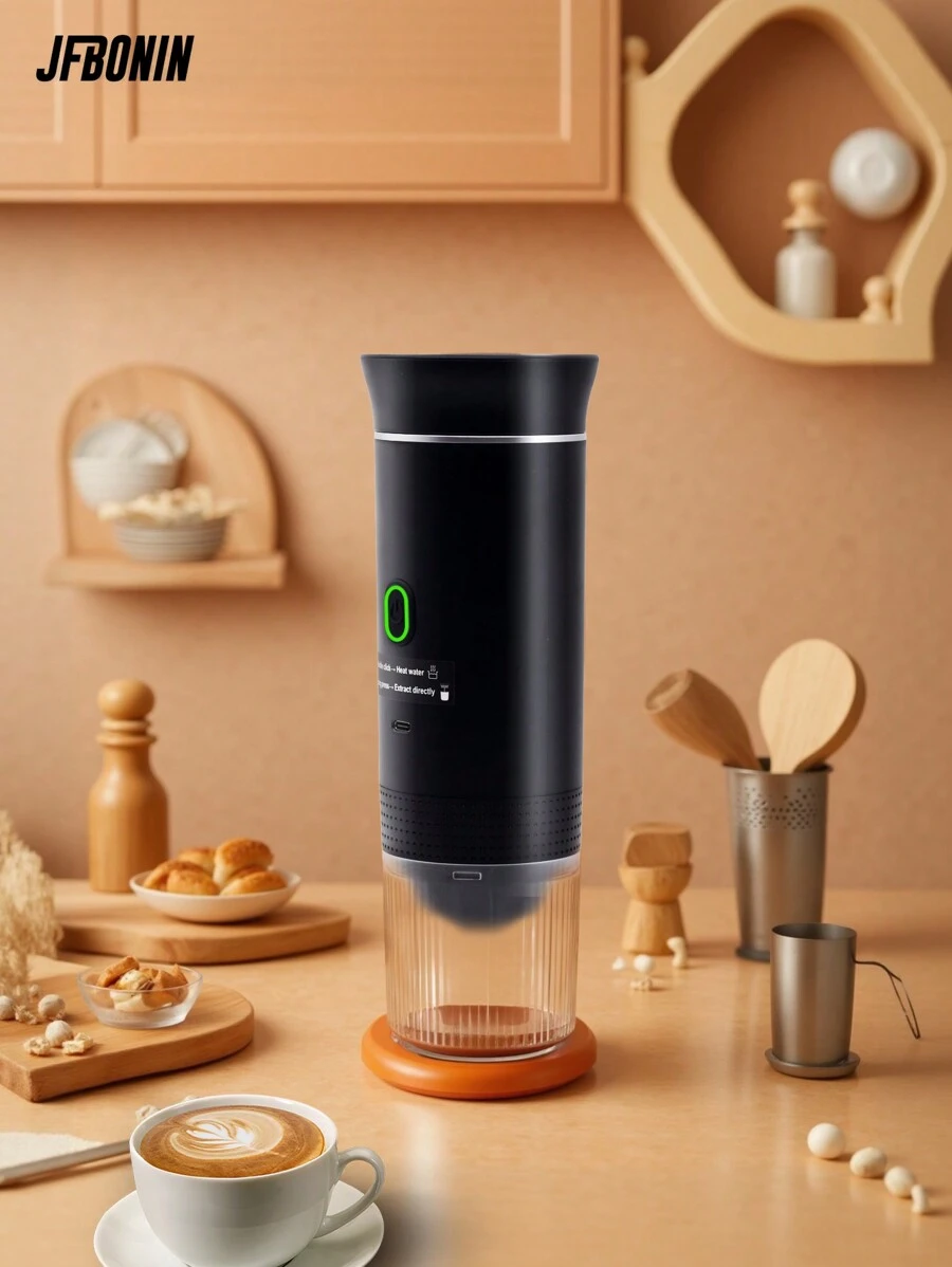 Nuevo modelo 2024 Cafetera portátil de cápsulas Espresso americano Máquina de café eléctrica pequeña inalámbrica con bomba de calentamiento. Totalmente cargado con extracción de agua fría hasta 4 veces y totalmente cargado con extracción de agua caliente para una mayor duración de la batería de hasta 40-50 veces