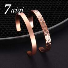 1pc Pure Copper Jewelry Set Adjustable Bracelet Hammered Finish Health Energy Arthritis
