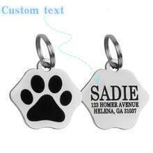个性化狗猫定制标签雕刻小狗宠物 ID 名字项圈标签不锈钢爪子闪光吊坠宠物狗配饰