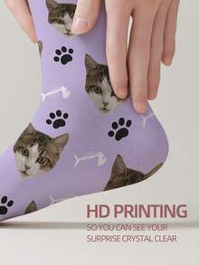 1 Pair Customized Face Socks, Custom Photo Socks, Custom Printed Socks, Personalized Funny Face Socks, Custom Image Socks, Can Print Any Face On Socks, Anniversary Gift - Multicolor - View 4