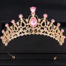 Coroa Princesa Diadema de Cor Dourada com Strass para Noiva, Tiaras e Coroas para Mulheres, Acessórios de Cabelo para Casamento, Festa, Joias, Presentes de Diadema - cor - Visão 9