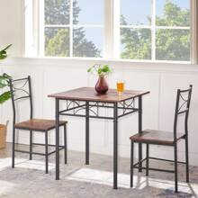 Dining Set Modern Collection 3 Piece Iron Wood Dining Furniture Set - Black - View 3