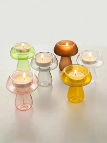 1 pezzo Portacandela in vetro a forma di fungo, supporto per candele in stile nordico semplice per scrivania, matrimoni, feste, casa
