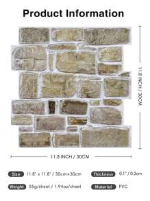 1pc/10pcs 3D Faux Stone Peel And Stick Wall Panels, 3D Wall Stickers For Living Room, Wall Tiles Self Adhesive Backsplash For Kitchen, Bathroom, Farmhouse Decor