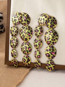 1 par de pendientes grandes y exagerados con estilo de parche agrietado, moda de estilo callejero para mujeres