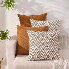 4pcs Bohemian Style Sofa Bed Headboard Cushion Covers, Soft Linen Printed Pattern Pillowcases, 45x45cm, Pillow Insert Not Included, Simple Gift, Sofa Cushions, Star, Decorative Style, Easy To Use, Pillow, Sofa Pillows, Home Decor