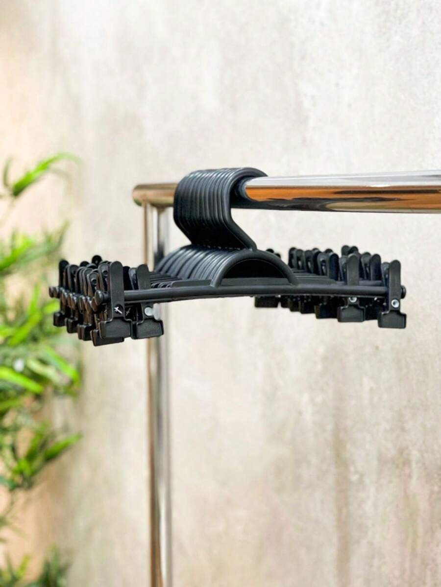 Hanger With Clip 10 Units, Rotating Skirt Hanger - màu đen - Xem 1