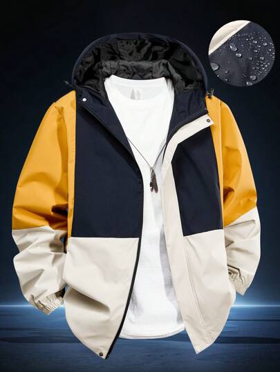 Men's New Casual Sports Style Fashion Versatile Texture Hooded Windbreaker