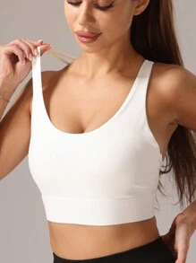 1pc Women's Stretchy Sports Yoga Bra, Suitable For Exercise And Outdoor Activities