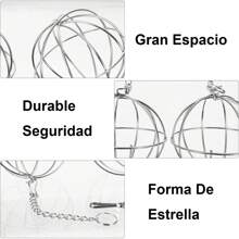 Comedero De Heno De Acero Inoxidable Para Cobayas Y Conejos,Dispensador de alimento colgante de acero inoxidable con bolas de heno para conejos, hámsteres, cobayas, ratas y chinchillas - Plateado - Ver 9