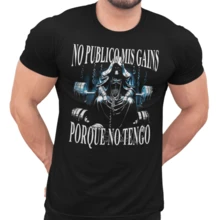 Playera Gym Mis Gains Gimnasio Calavera Ejercicio Para Caballero - Negro - Ver 1
