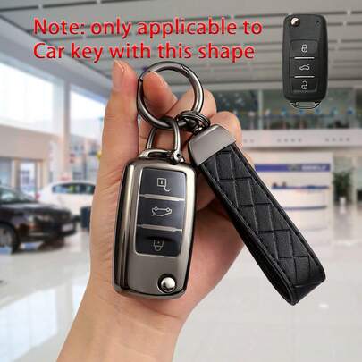 3pcs Titanium Grey TPU Soft Protective Case + Car Keychain + Screwdriver Car Key Chain Set, Suitable For New Bora, Sagitar, Teramont, Lavida, Tiguan, Lamando Car Keys