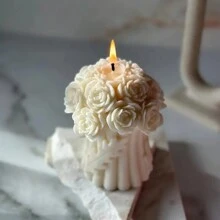 1 pieza Molde de silicona de ramo de rosas 3D para velas DIY, jabones y aromaterapia - Molde de resina epoxi para decoración del hogar, manualidades de arcilla y yeso
