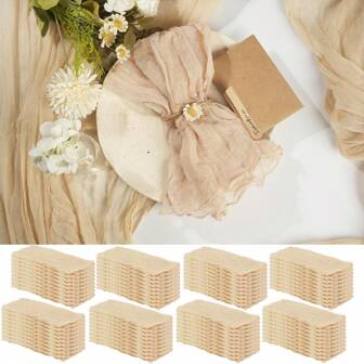 6/12/24/60pcs Cheese Cloth Napkins, 20 X 20 Inches Muslin Dinner Napkins, Boho Decor Farmhouse Crinkled Cheese Cloth Napkins For Home, Wedding, Bridal Shower, Dinner Table Decoration