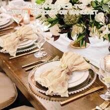 6/12/24/60 件套粗棉布餐巾，20x20 英寸农舍褶皱粗棉布餐巾，适合家庭、婚礼、新娘派对、餐桌装饰 - 香檳 - 查看 8