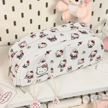 Sanrio Sanrio Hello Kitty & Pochacco Kawaii Cosmetic Bag,Large Capacity Pencil Case And 12pcs Pen Set, School Supplies Lovely Gift For Valentine's Day And Red Bow,Back To School Stationery Box, Interior Hello Kitty Print Pattern, Cartoon Cute Makeup Bag