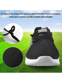 Zapatillas de deporte de moda para hombre de color sólido, tela de malla liviana y transpirable, talón suave y cómodo que brinda estabilidad, adecuadas para caminar, deportes al aire libre, correr, ejercicio, fitness, fiestas, festivales, uso diario.