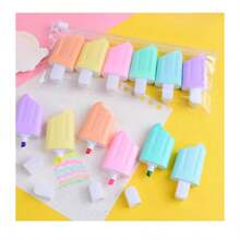 6pcs Mini Fluorescent Highlighter Pen Set, Cute Stationery For School & Office, Student Drawing Supplies, Kawaii Ice Cream Design Marker Pens For Painting, Doodling, Drawing, Writing, Learning, Holiday Gift, Study Award, DIY Pen Set,Back To School - Multicolor - View 3