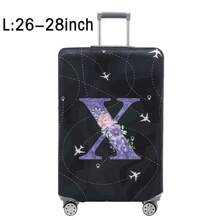 Luggage Cover Travel Case Cover For 18 To 32 Inch Luggage Protector Cases For Men Women Outdoor Holiday Travel Essentials Accessories Polyester Suitcase Elastic Dust Covers Fashion Initial Name A To Z Purple Flower Letter Print Toiletry Bag Wash Bag Toiletry Travel Bag Makeup Storage Beach Beach Bag Vacation Holiday Essentials School Supplies Travel Essentials Ladies For College Dorm Bathroom Bag For School School Accessories School Stuff - Black - View 27