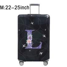 Luggage Cover Travel Case Cover For 18 To 32 Inch Luggage Protector Cases For Men Women Outdoor Holiday Travel Essentials Accessories Polyester Suitcase Elastic Dust Covers Fashion Initial Name A To Z Purple Flower Letter Print Toiletry Bag Wash Bag Toiletry Travel Bag Makeup Storage Beach Beach Bag Vacation Holiday Essentials School Supplies Travel Essentials Ladies For College Dorm Bathroom Bag For School School Accessories School Stuff - Black - View 8