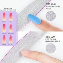 50 piezas Juego profesional de limas de uñas de 100/180 granos con forma de media luna, alta dureza y duraderas, herramientas de lijado multifuncionales, económicas y portátiles