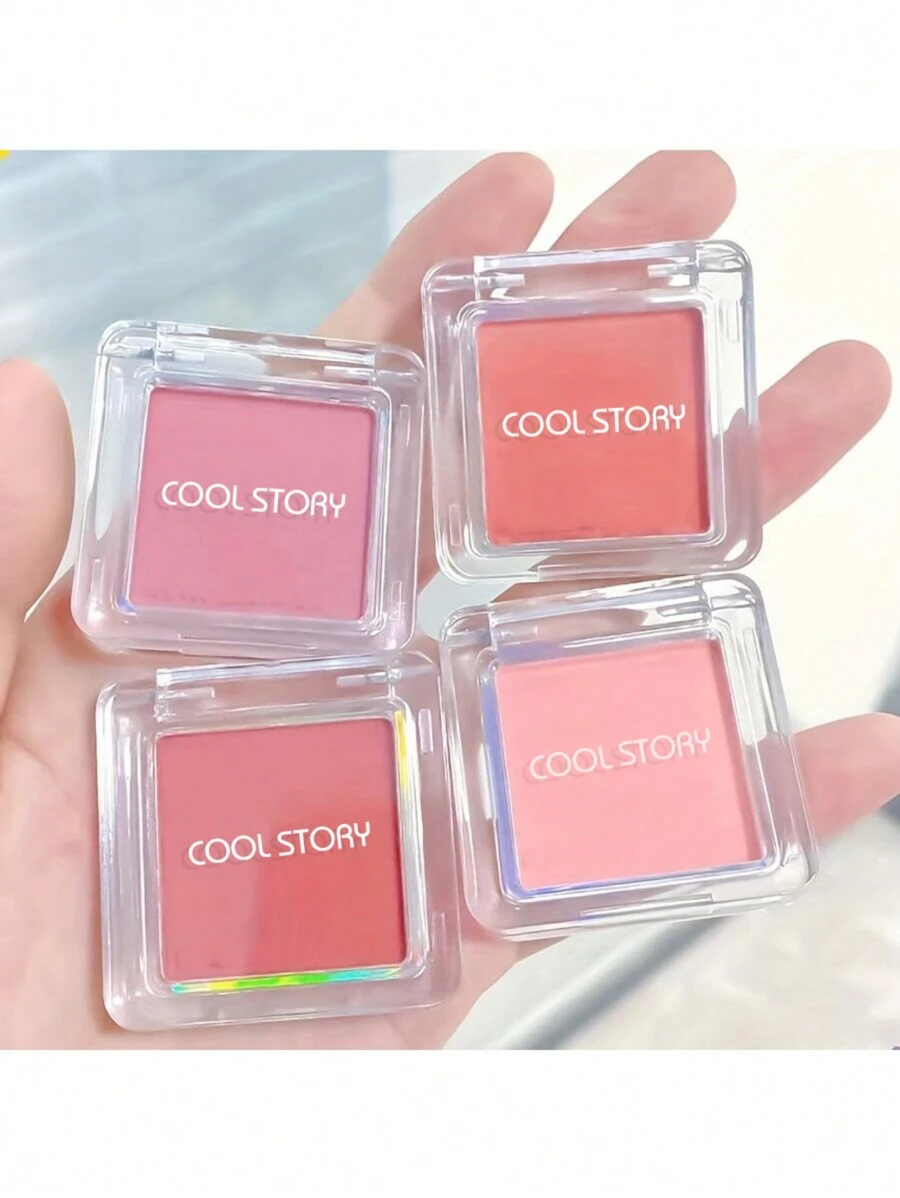 coolstory 4 色腮红盘 + 4 支腮红刷（A 套装），哑光效果，易于晕染，防水防汗，有助于提升肤色 - 四色腮紅組合一套 - 查看 1