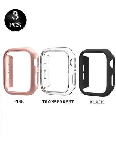 3 件镂空苹果设计 PC 硬壳兼容 Apple Watch 38/40/41/42/44/45/49 毫米，兼容 Apple Watch Ultra/SE/8/7/6/5/4/3/2/1
