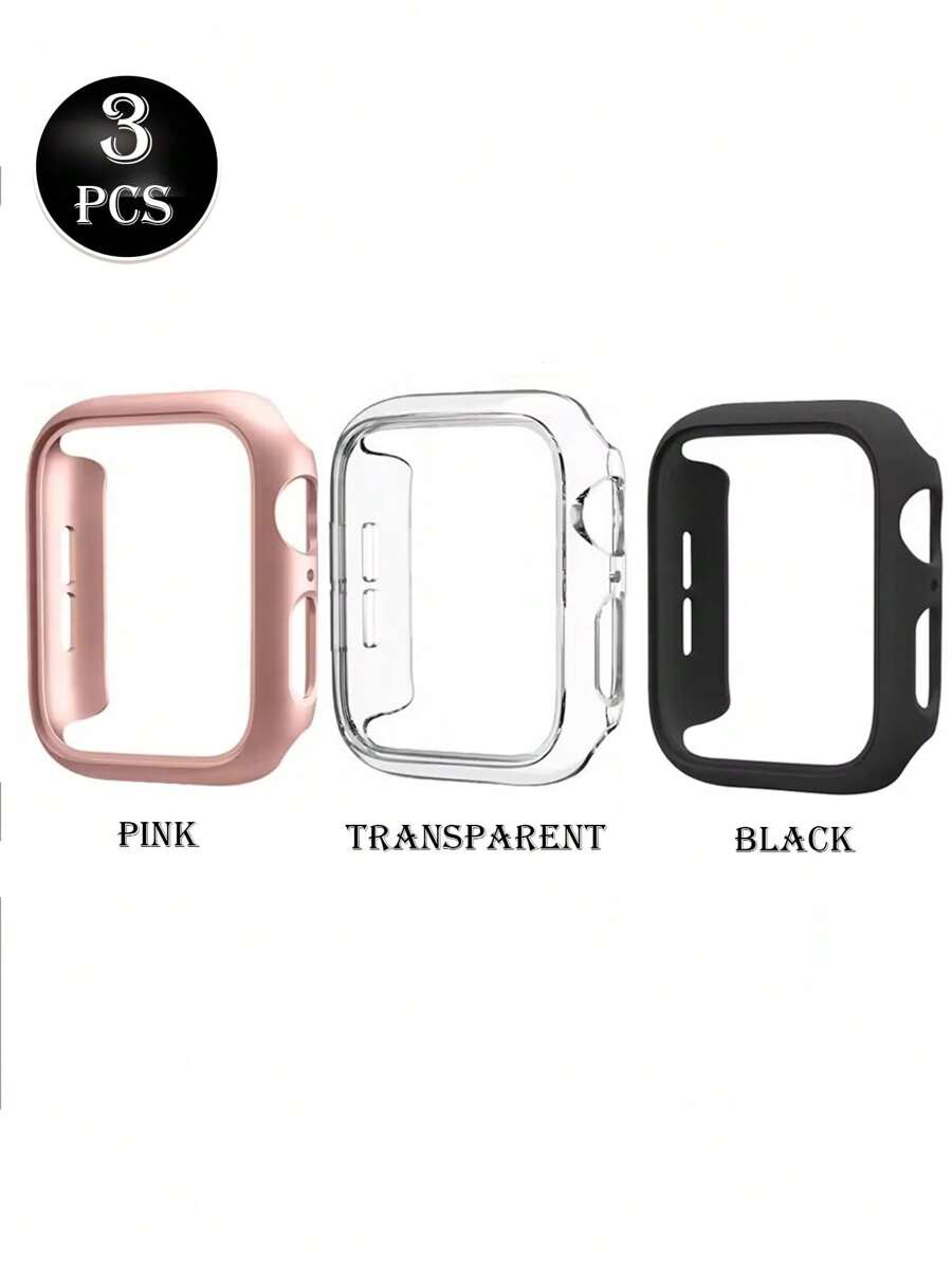 3 件镂空苹果设计 PC 硬壳兼容 Apple Watch 38/40/41/42/44/45/49 毫米，兼容 Apple Watch Ultra/SE/8/7/6/5/4/3/2/1