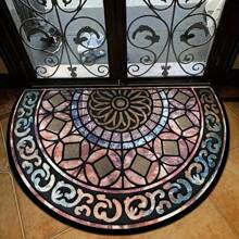 1 pieza Felpudo en forma de semicírculo para la entrada, dormitorio, porche - Alfombra de área lavable antideslizante de poliéster, de terciopelo de cristal de alta calidad con respaldo antideslizante, diseño de patrón de piedra antigua para decoración del hogar, regalos, cumpleaños, graduación, decoración de habitaciones, alfombras, decoración de dormitorios - Multicolor - Ver 12
