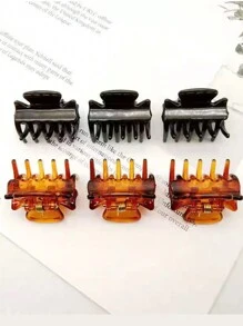 12 piezas de clips y pasadores de pelo pequeños y sencillos para mujer, de forma cuadrada, todo a juego en negro y marrón, accesorios de pelo mini para uso diario, pinzas de pelo, pinzas de agarre, pinzas de mandíbula, pinzas de pelo, clips de pelo, para looks casuales de otoño e invierno y vacaciones